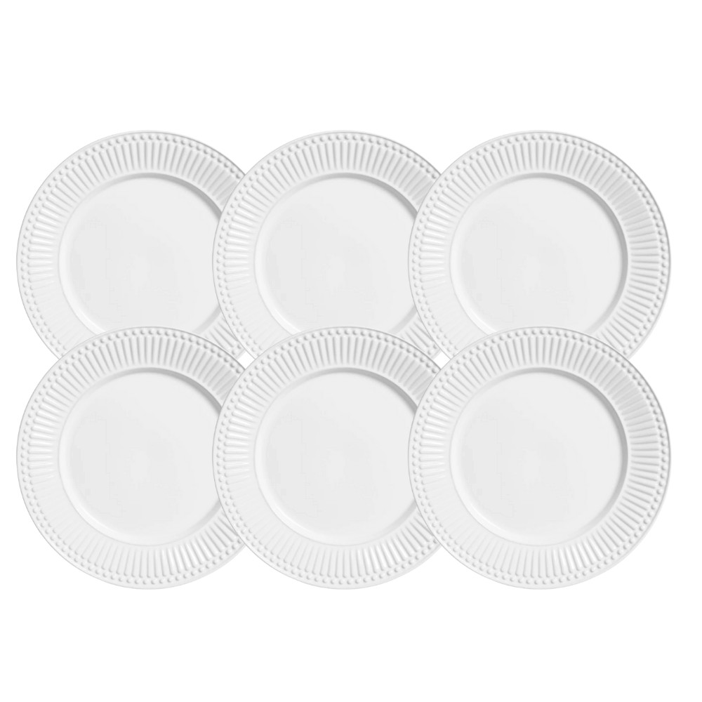 Jogo De Pratos Fundo 22cm Kit 6 Peças Sopa Roma Branco Cerâmica Porto Brasil