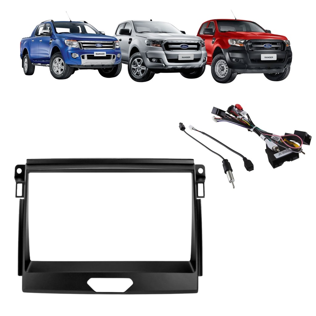 Kit Moldura 9 Polegadas Ford Ranger 2015 ATÉ 2020 Chicote Plug and play Cambus Comando de Volante