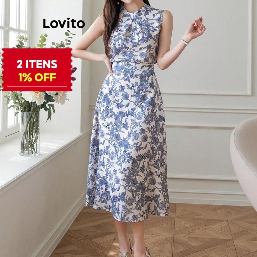 (Trendy) Lovito Vestido Boho Com Estampa Tribal E Vestido Plissado Para Mulheres L95ED106 - Women Clothes