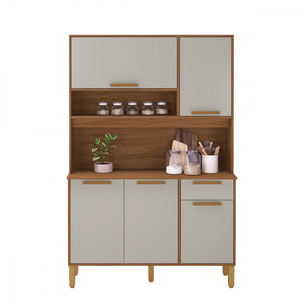 Cozinha Compacta Sintra 120 Freijó com Off White Indekes em Oferta na Shopee