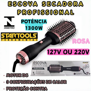 Escova Cabelo Secadora Profissional 127 Ou 220V Calor Proteção Contra Superaquecimento Hidratam Fios