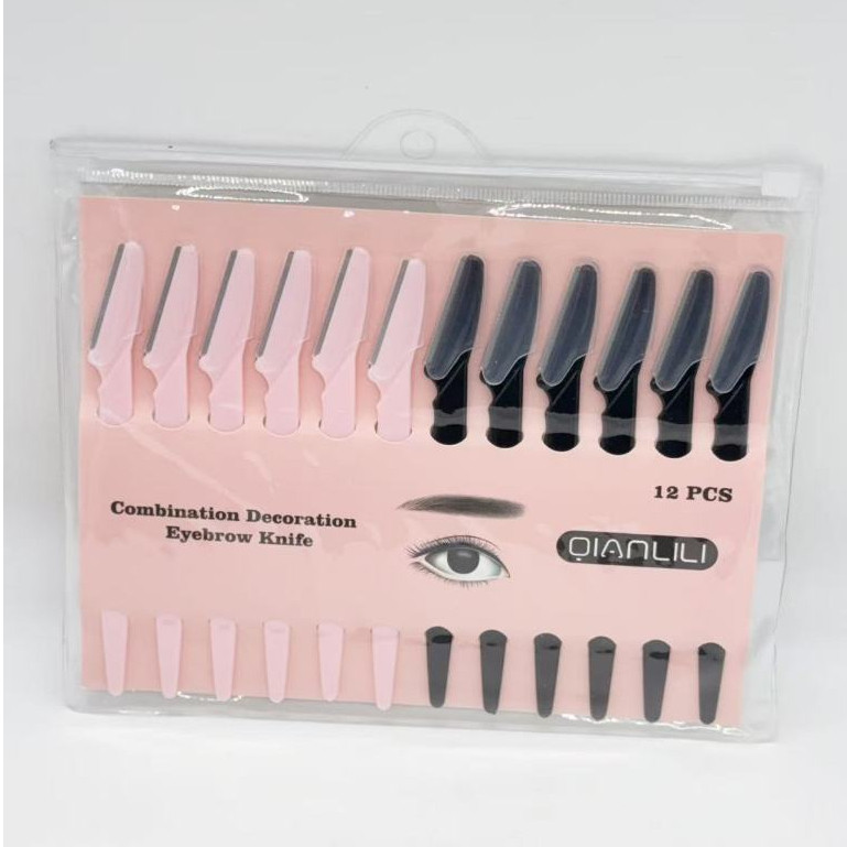 Kit 12 Lâmina Sobrancelha e Rosto Navalha Depilação Promoção cor rosa com preto 025-021 em Oferta na Shopee