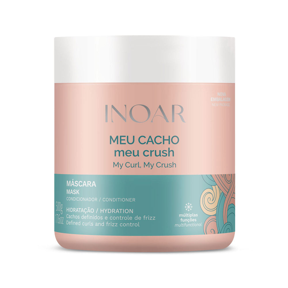 Máscara de Hidratação Inoar Meu Cacho Meu Crush Cachos Definidos e Controle de Frizz 500g - Beauty