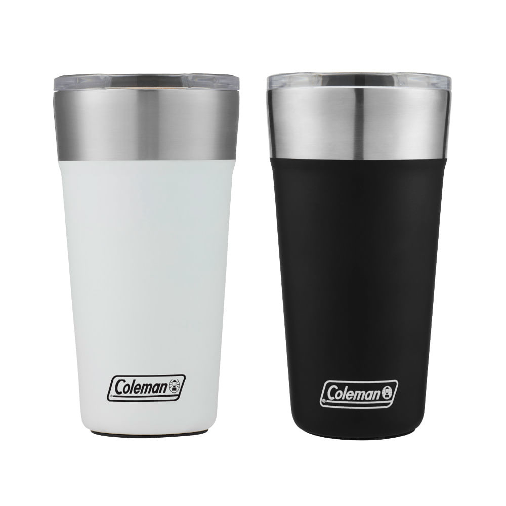 Kit com 2 Copos Térmicos com Tampa 600ml Branco e Preto Coleman - Home & Living