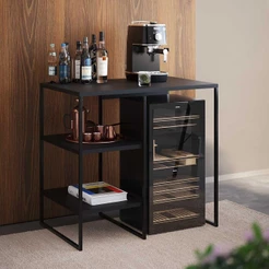 Aparador Adega Industrial Bar Barzinho Bourbon Aço Preto 80 Cm
