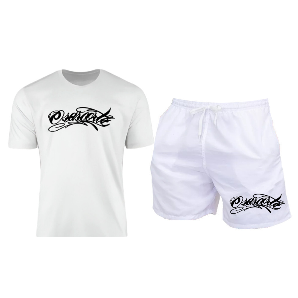kit camiseta + short tectel osascorte grau academia e praia