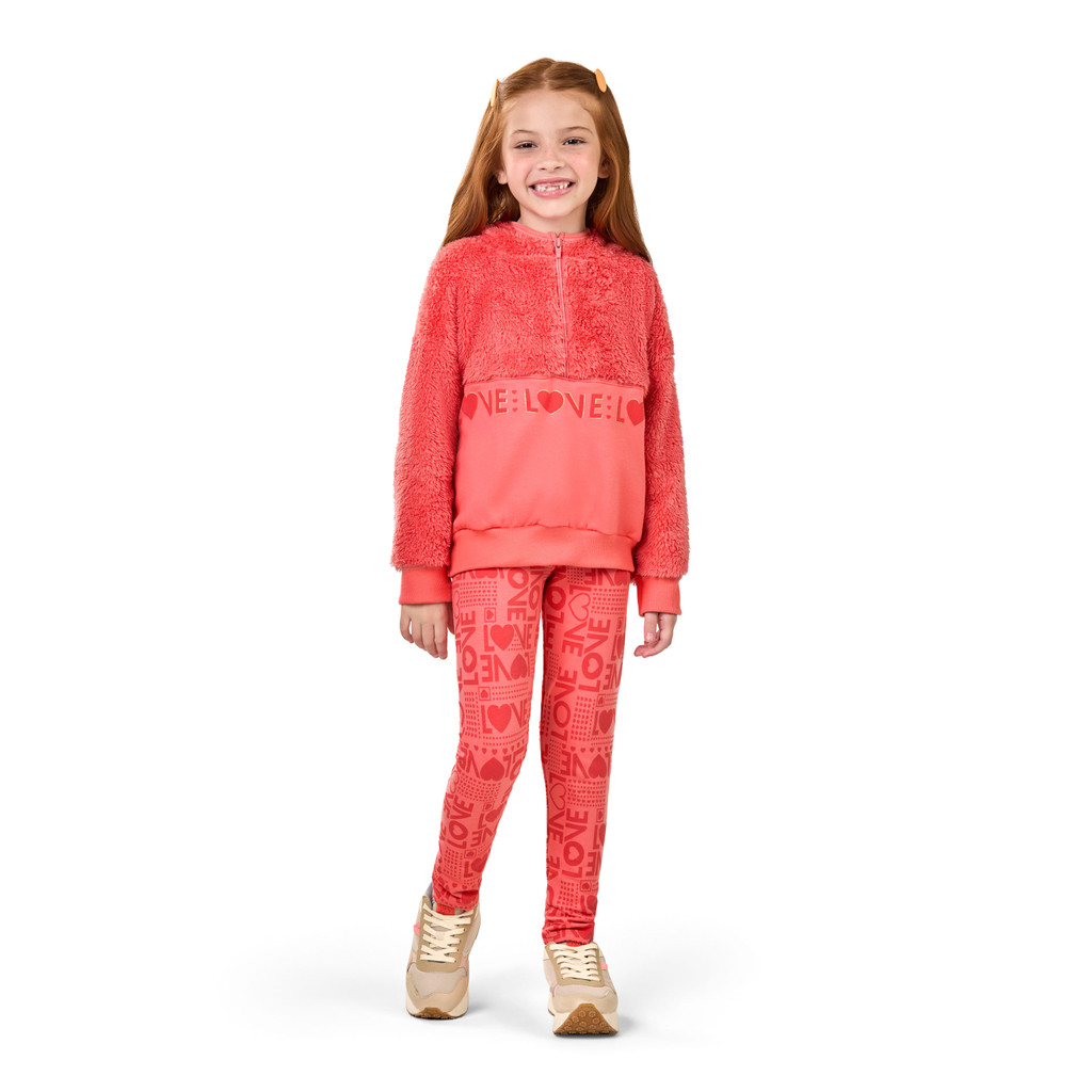 Conjunto Infantil Menina Love Peluciado Elian Laranja - Baby & Kids Fashion