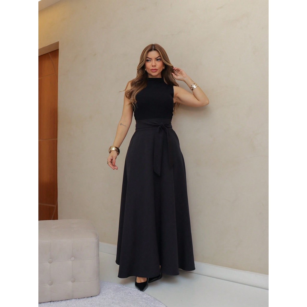 Saia feminina oversized em linha A com cadarço/DD096 em Oferta na Shopee