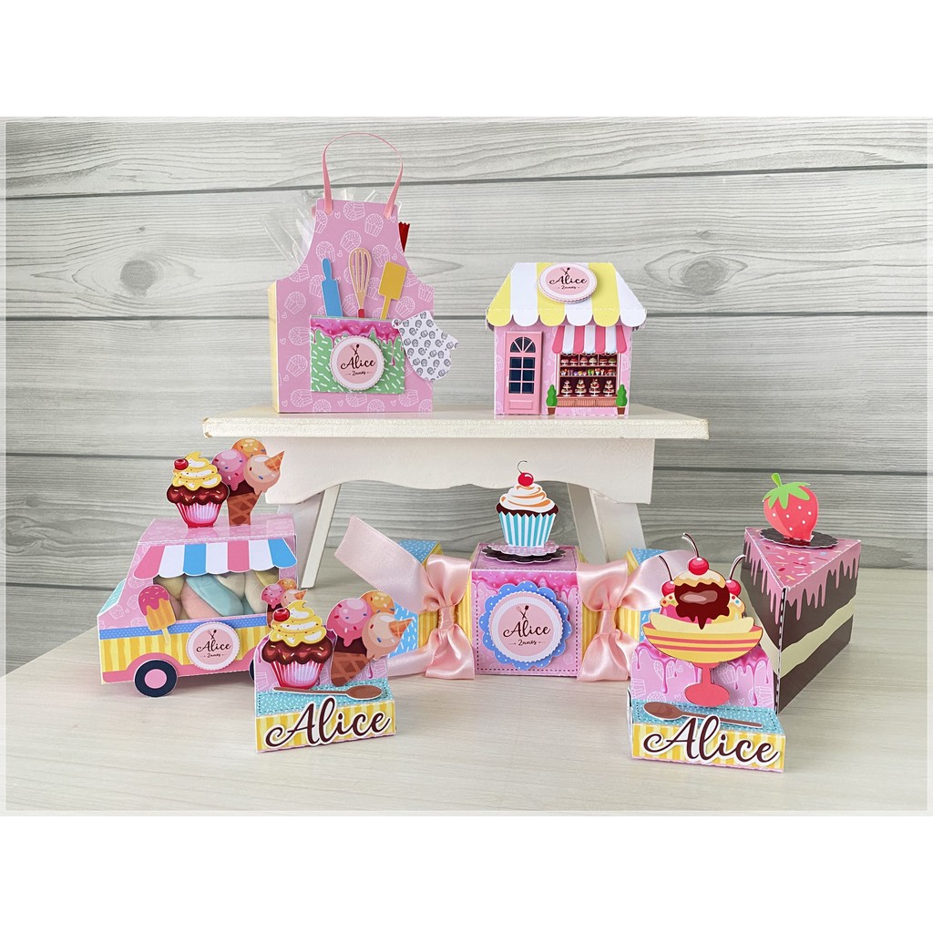 Kit Papelaria Personalizada Confeitaria e Doceria Caixa Caixinha para Festa DESMONTADO em Oferta na Shopee