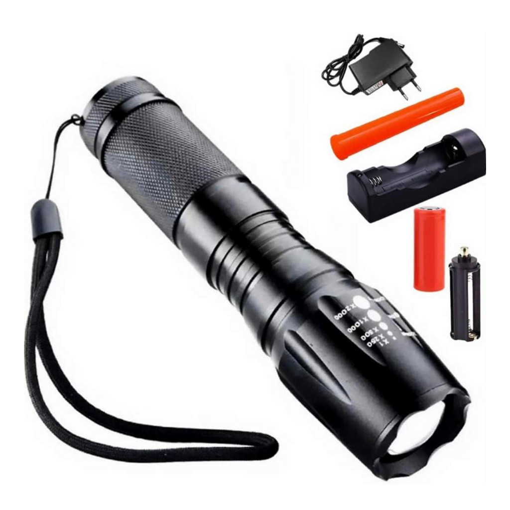 Lanterna Recarregável X900 Profissional 3 Modos Luminosidade + SOS – Até 3h Uso Contínuo