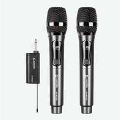 Kit 2 Microfones Sem Fio Recarregáveis UHF Até 50m 3.7Vdc