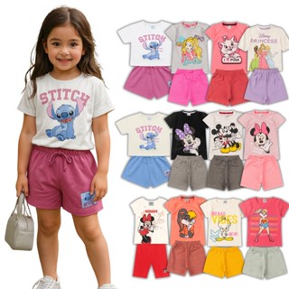 Kits de Roupa Menina Infantil Personagens Verão Conjunto Feminino Calor Barbie Minnie Stitch em Oferta na Shopee