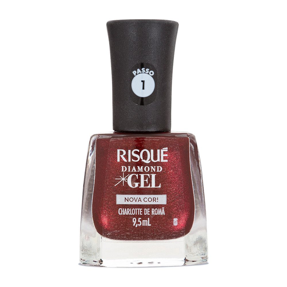 Esmalte Vermelho Risqué Diamond Gel Charlotte De Romã Metálico 9,5 ml em Oferta na Shopee