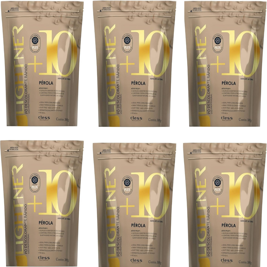Kit 6 Pó Descolorante 300g Cless Lightner Pérola +10