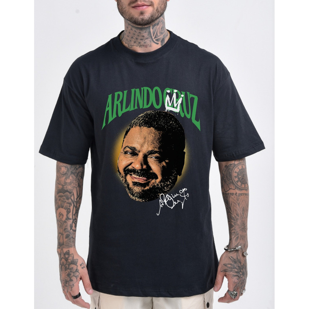 Camiseta Masculina Camisa Basica Oversized Gola Larga 100% Algodão Estampada Arlindo Cruz Samba em Oferta na Shopee