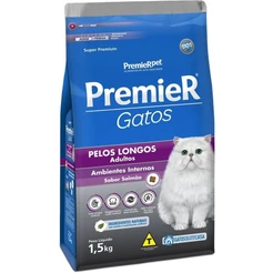 Ração Premier Gatos Pelos Longos Amb Internos Salmão 1,5Kg