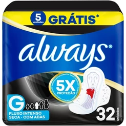 Absorvente Noturno Always Cobertura Seca G Com Abas Com 32 Unidades