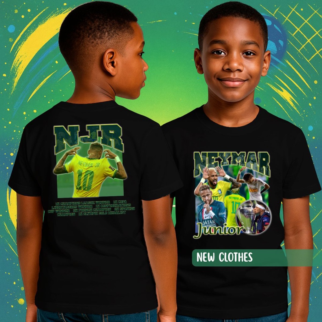 Camiseta Futebol Infantil Neymar Junior Jogador Seleção Brasileirão Goat Craque Bola