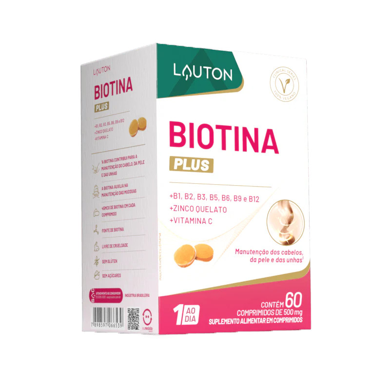 Biotina Plus - 60 Comprimidos - Lauton em Oferta na Shopee
