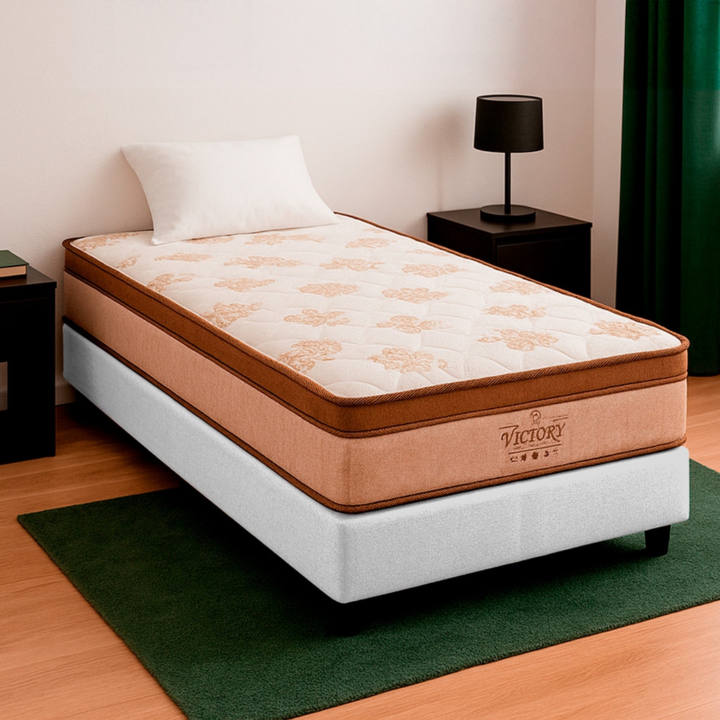 Cama Box Solteirão Branco e Colchão Four Season Molas Vstore