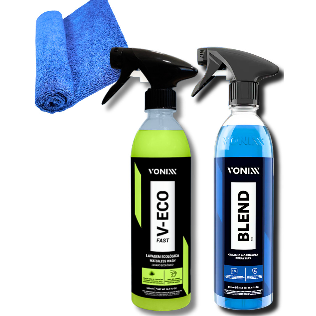 Kit Vonixx V-Eco + Blend + Toalha Microfibra – Limpeza e Proteção Automotiva Completa