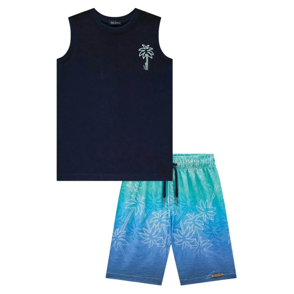 Conjunto Infantil Menino Regata Meia/Malha e Bermuda Nylon Ergonomic c/Elastano -LucBoo