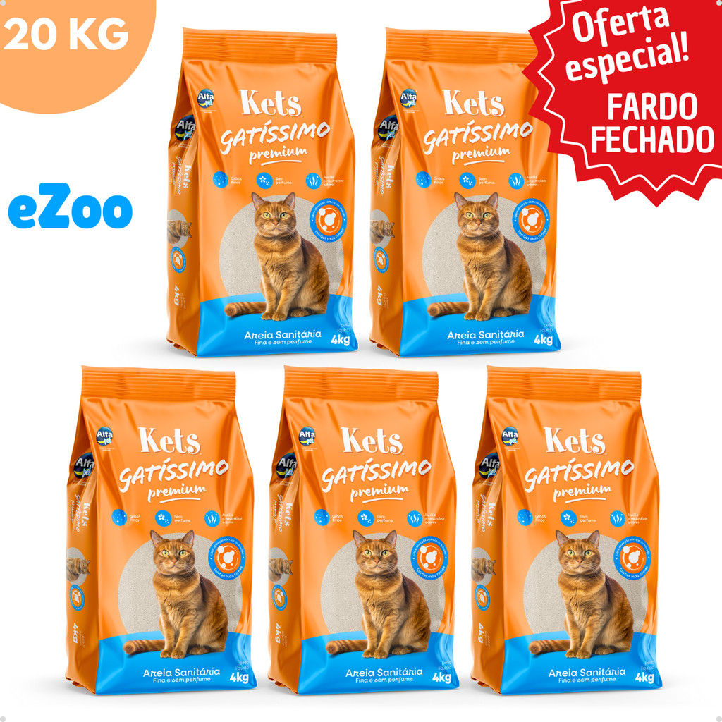 Kit 5 Areia Sanitária Higiênica Natural Gatos Argila Gatissimo S/Perfume Fardo Fechado 4 Kg Alfa Pet em Oferta na Shopee