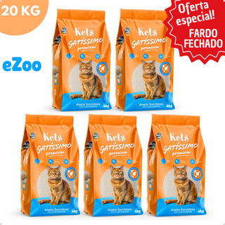 Kit 5 Areia Sanitária Higiênica Natural Gatos Argila Gatissimo S/Perfume Fardo Fechado 4 Kg Alfa Pet em Oferta na Shopee