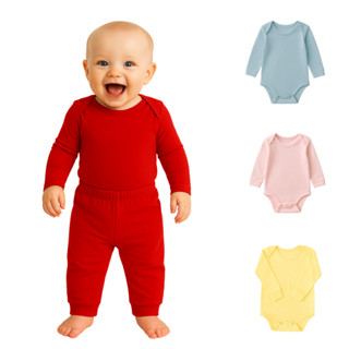 Body manga longa e Calça mijão Bebê Antialérgico Malha Especial - 100% algodão em Oferta na Shopee