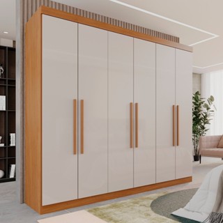 Guarda-Roupa Casal Casal 6 Portas 3 Gavetas Roma Espresso Móveis Cinamomo/Off White em Oferta na Shopee
