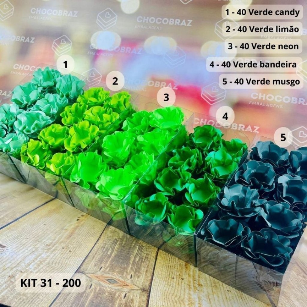 KIT 200 Forminhas De Doces Festa 5 Cores VD BANDEIRA+VERDE NEON+VERDE CANDY+VERDE LIMÃO+VERDE MUSGO em Oferta na Shopee