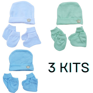 KIT 3 Pacotes Touca , Luvas e Sapatinhos Bebê 0 a 3 Meses Menina e Menino Com 3 Peças Cada Pacote em Oferta na Shopee