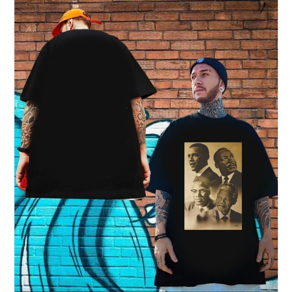 Camiseta De Algodão Fã Club martin luther king jr malcolm x barack obama