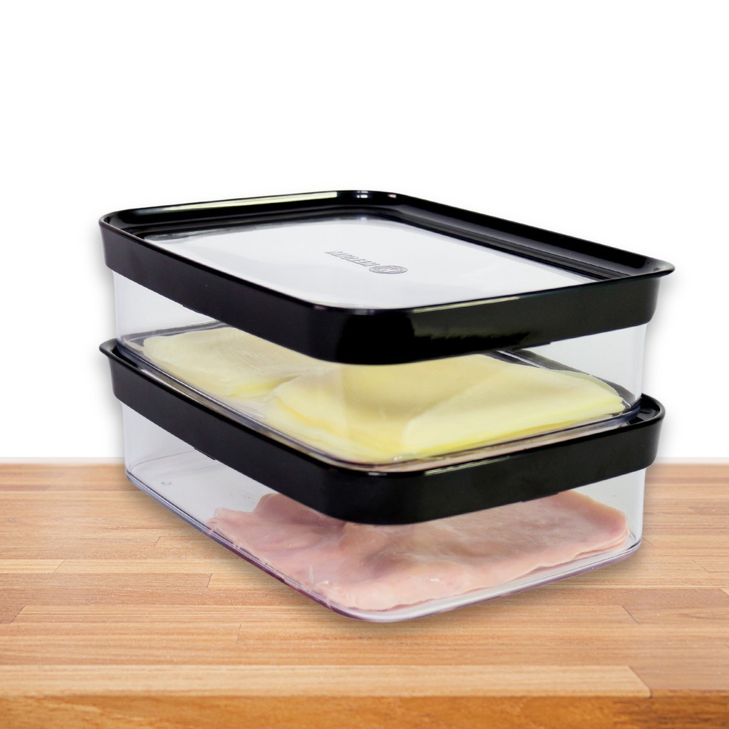 Porta Frios Hermético Acrílico 1100ml Pote Mantimentos Empilhavel para Presunto Queijo Mor...