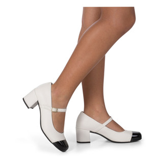 Sapato Scarpin Mary Jane Bico Quadrado Salto Baixo Festa em Oferta na Shopee