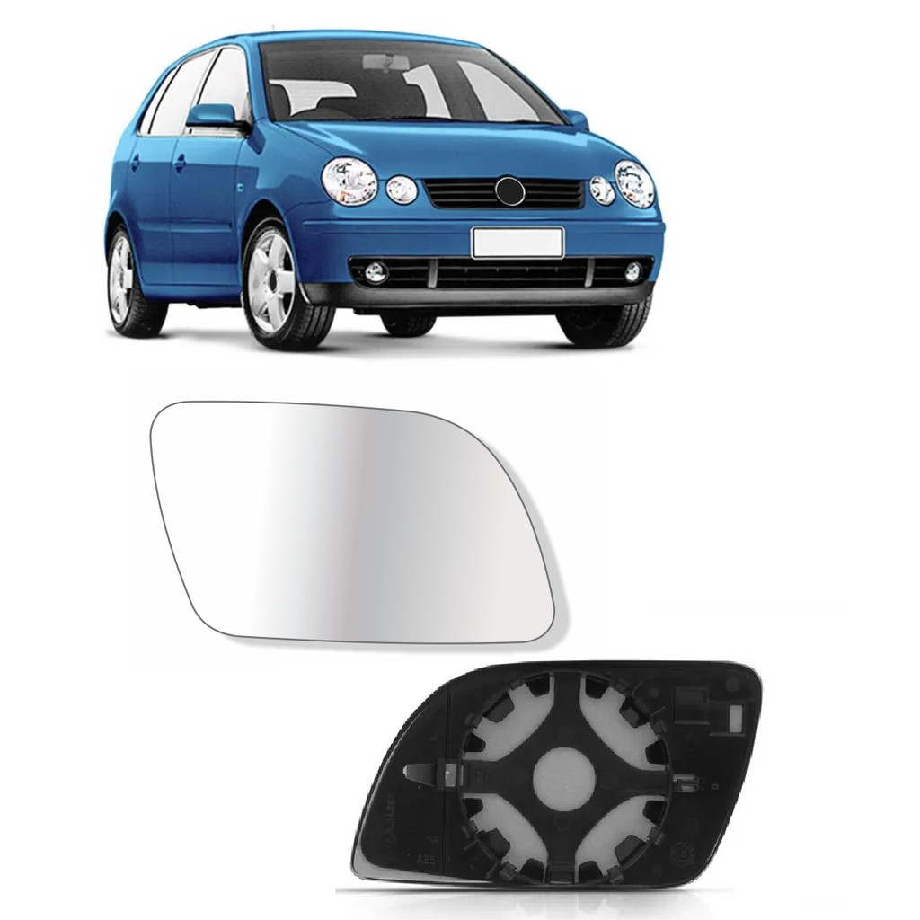 Lente Com Base Retrovisor Polo 2003 A 2009 Lado Direito Metalizado Plano
