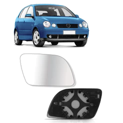 Lente Com Base Retrovisor Polo 2003 A 2009 Lado Direito Metalizado Plano