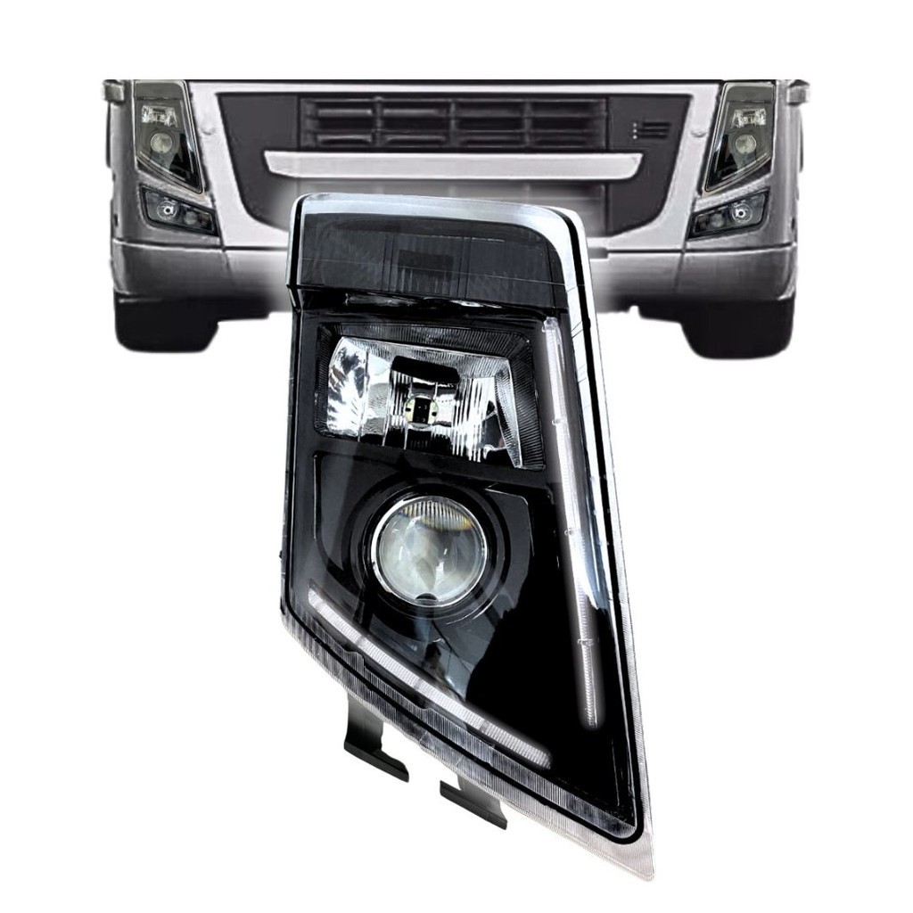 Farol Dianteiro Para Volvo FM12 FH12 FM13 FH13 Após 2009 Lado Direito DRL em LED Máscara Negra Nino