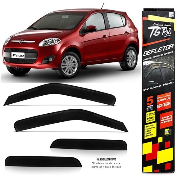 Calha Chuva Defletor TG Poli Fiat Novo Palio 5ª Geração 2012 2013 2014 2015 2016 2017 - 4 Portas