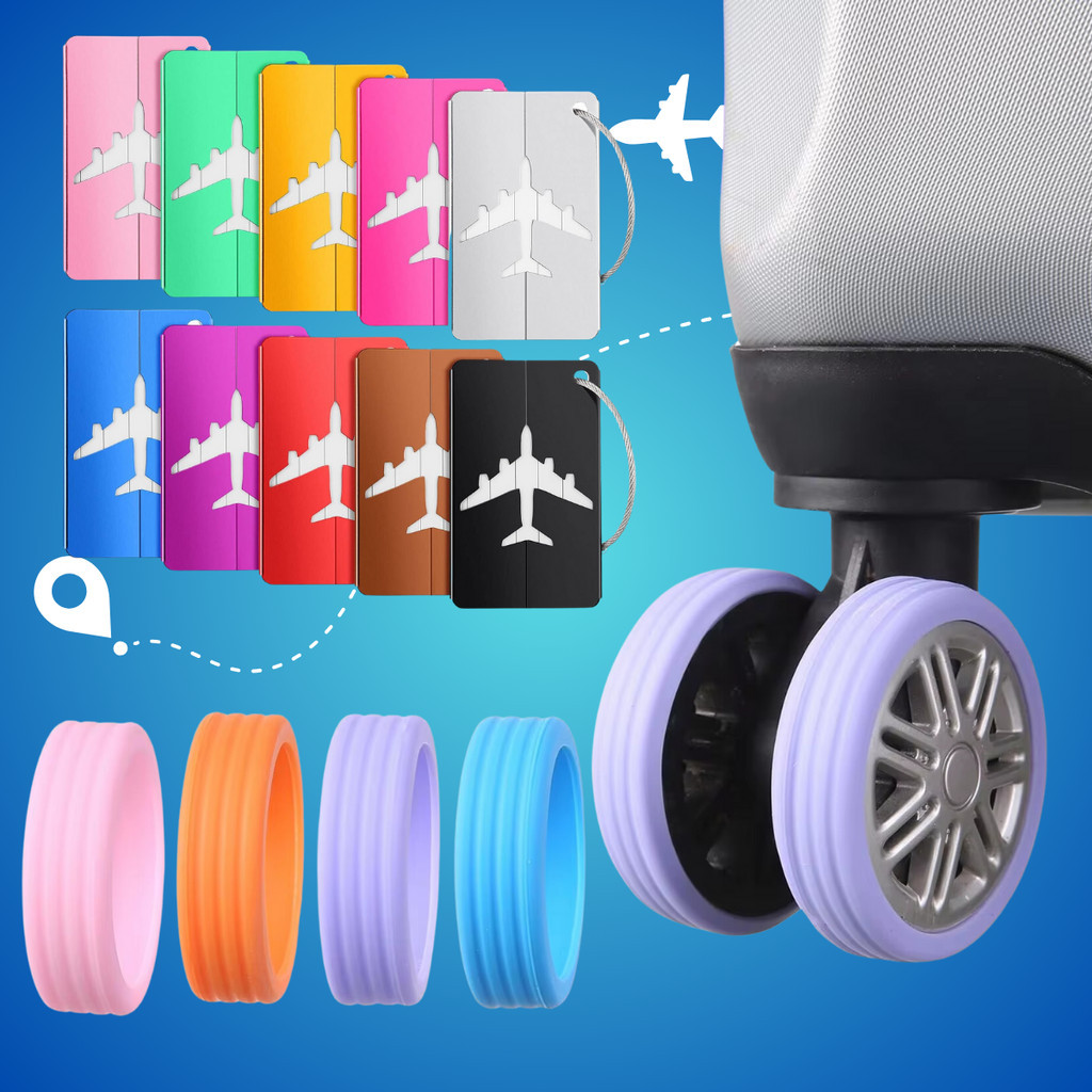 Capa Protetora De Roda Silicone Tag Etiqueta De Mala Para Bagagem - Escolha Seu Kit