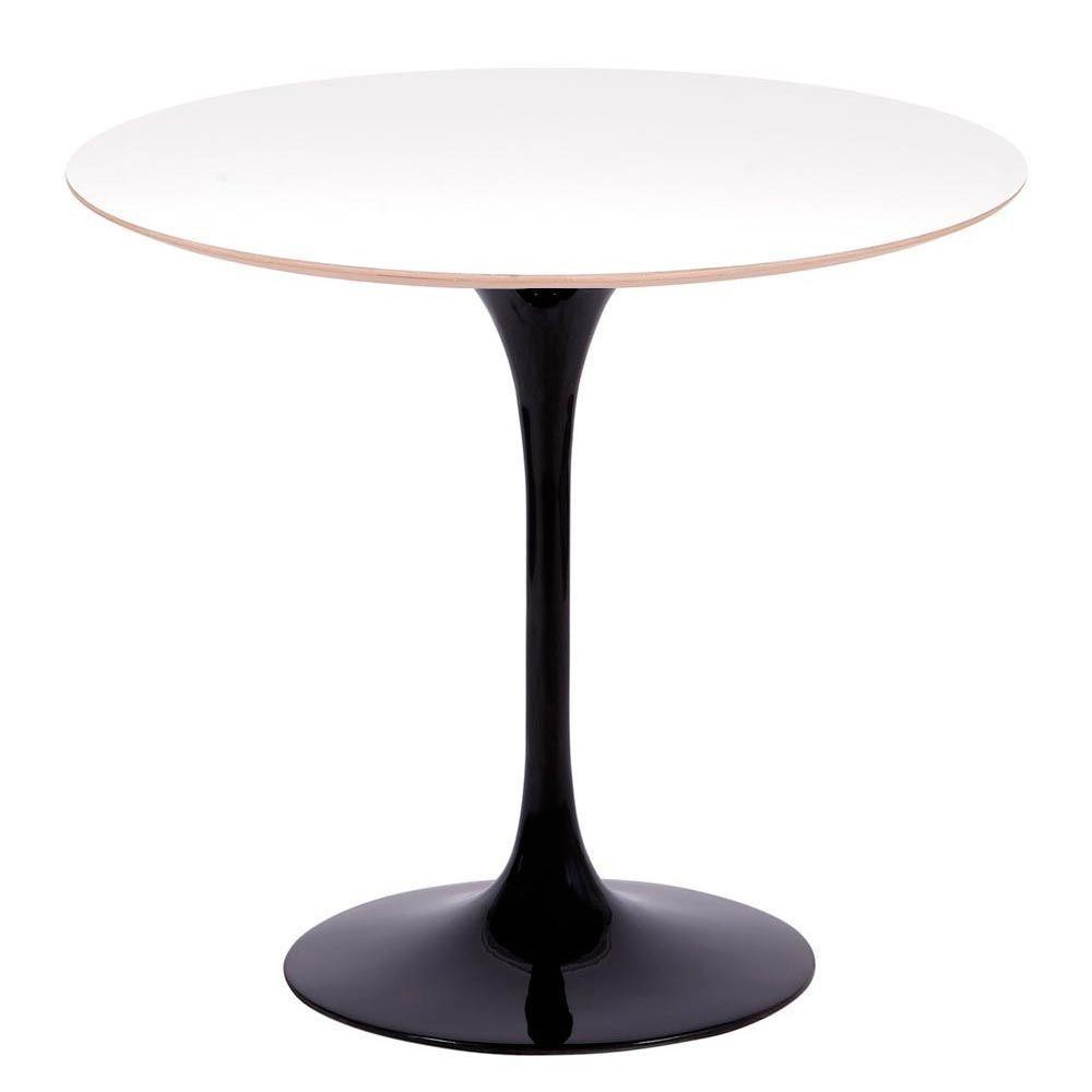 Mesa Saarinen Redonda Fórmica Branca 124cm - Base Preta