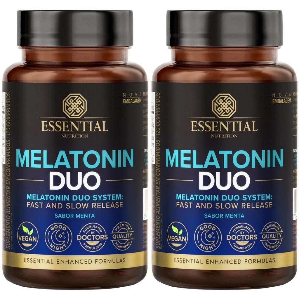 2x Melatonina Duo 120 Comp Essential Nutrition Sabor Menta