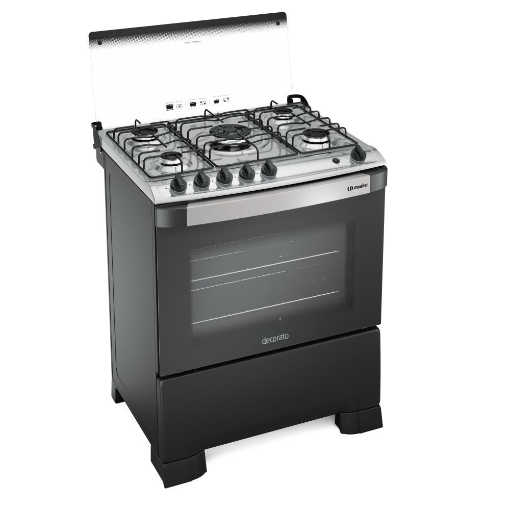 Fogão De Piso 5 Bocas Mueller Decorato com Acendimento Automático Bivolt Preto Fosco em Oferta na Shopee