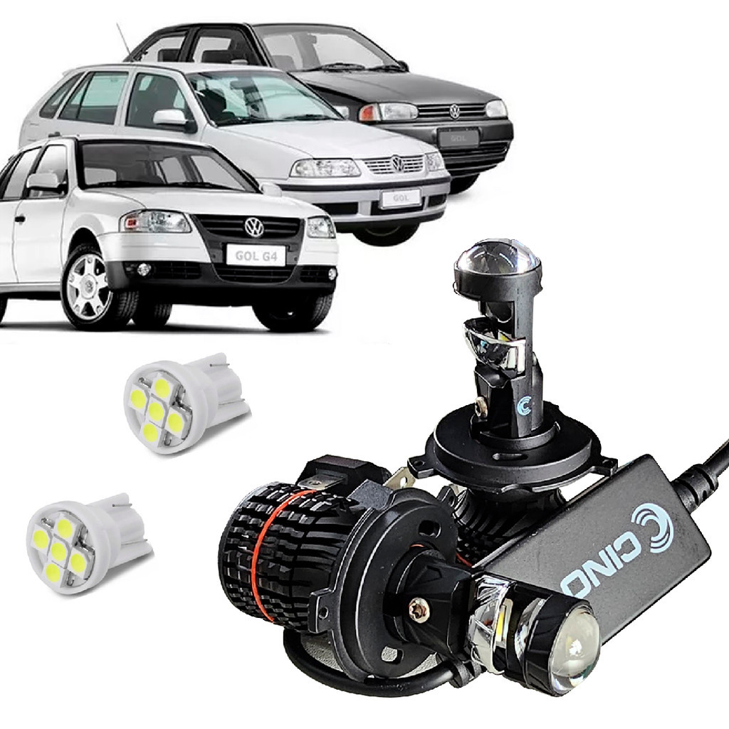 Kit Led H4 Projetor Farol Gol Parati Saveiro G4