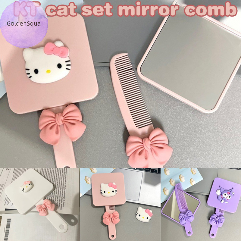 GoldenSqua Cute Portable Sanrio Portátil Maquiagem Com Cabo Retráctil Mirror Cartoon Hello Kitty De Aniversário br