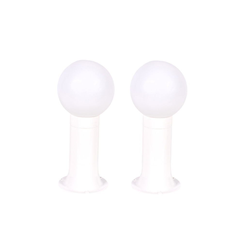 Poste Balizador Luminária Globo Jardim 35cm Branco Kit 2