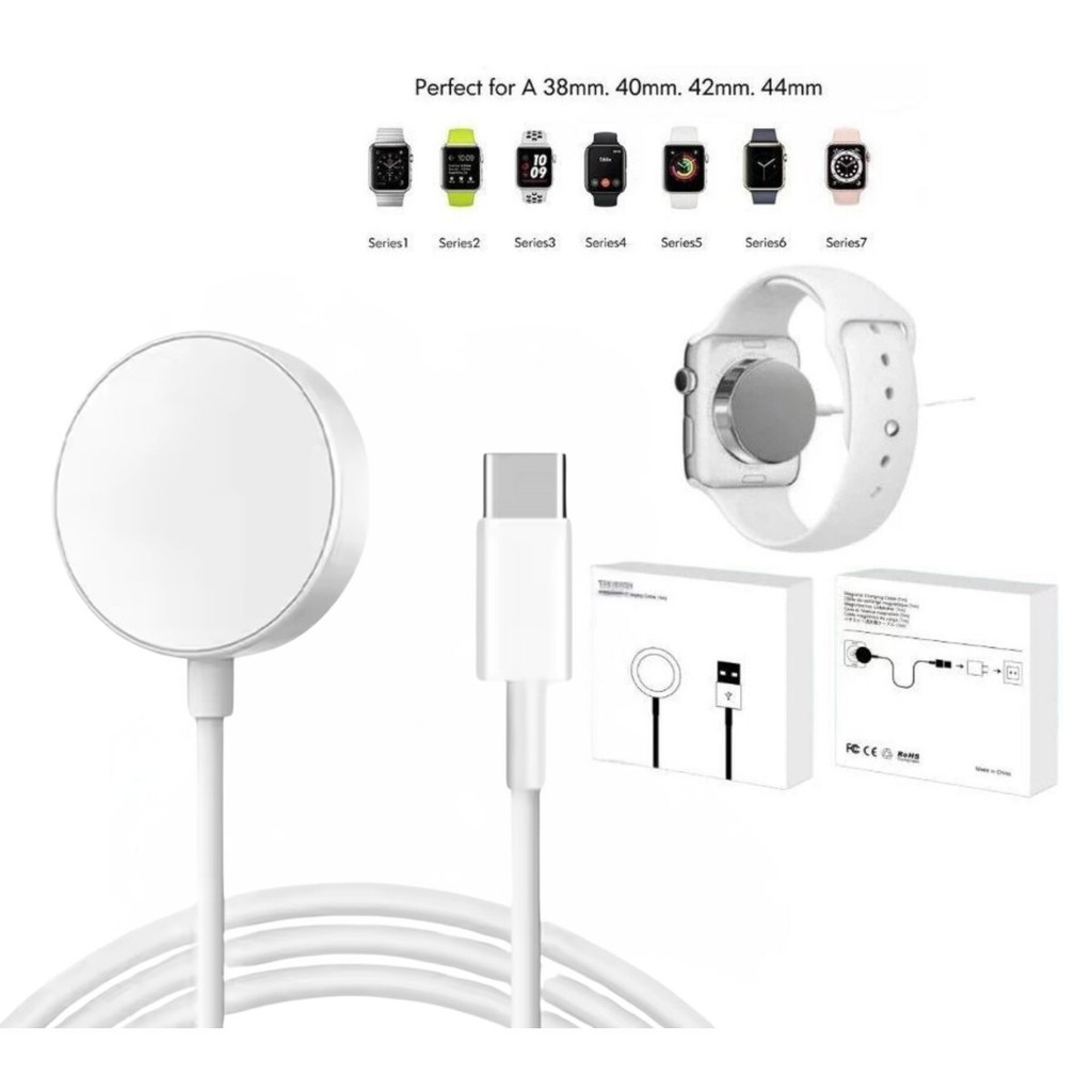 CABO PARA Relógio Tipo c Type-C para Apple Watch Original Series 3 4 5 6 7 Magnético Indução Premium rápido