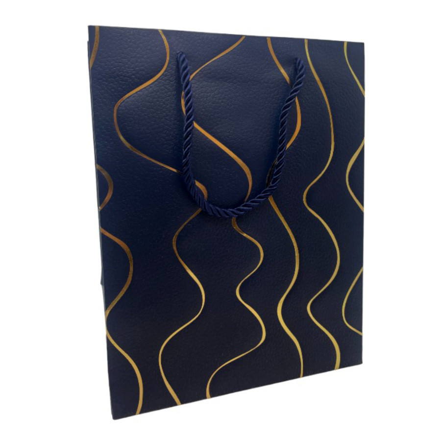 Sacola de Papel para Presente Ondas Almofadadas - Azul - 32x26x12cm - 1 unidade - Rizzo em Oferta na Shopee