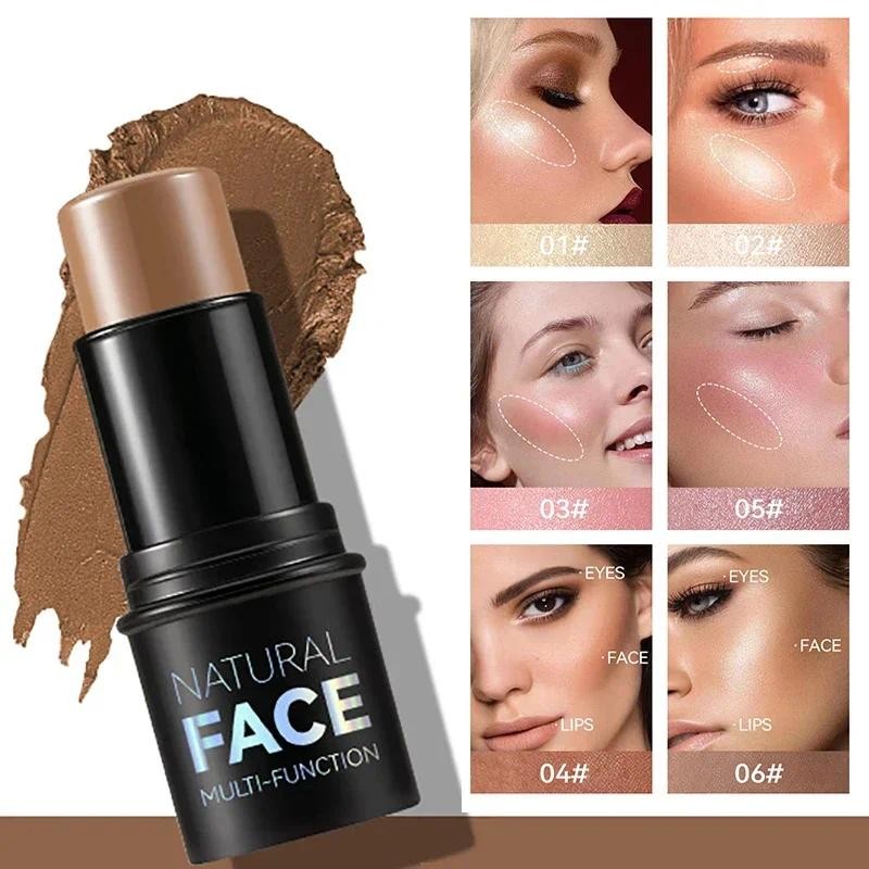 Maquiagem Bronzer Stick Multifuncional Destaque Brilhante Bicho-Da-Seda Blusher Rouge Cream Modificar Caneta Corretiva