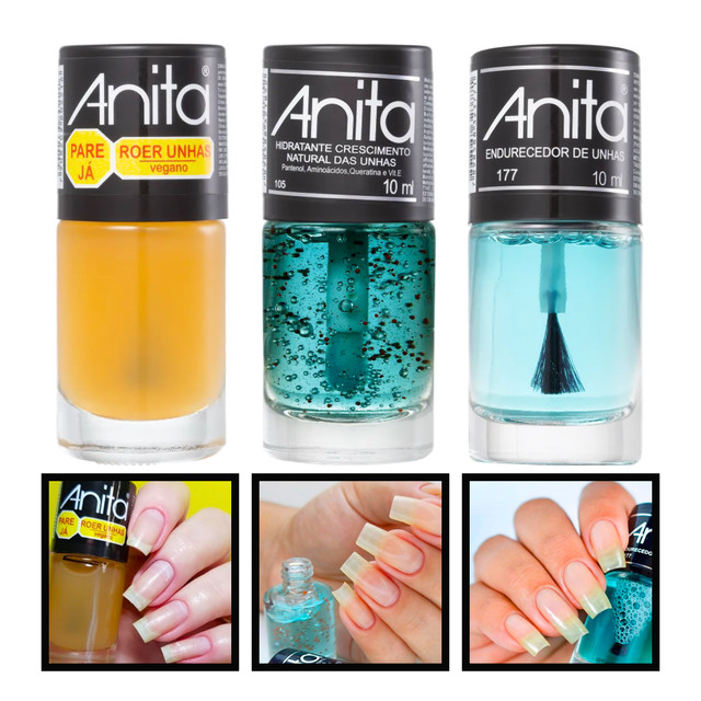 Kit Esmaltes Anita Base Amarga + Endurecedor de Unha + Hidratante em Oferta na Shopee